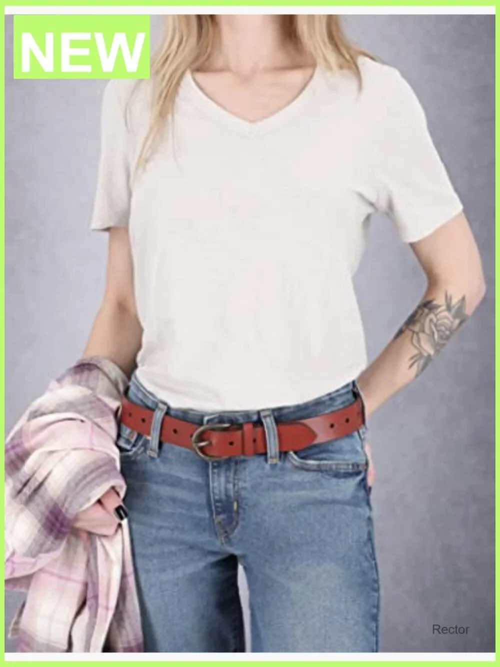 Women's Genuine Leather Jean Belt with Single-Prong Buckle